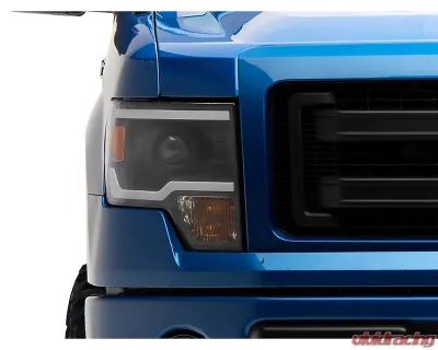 Raxiom Axial Series Clear Lens Black Housing Projector Headlights w/ LED Light Bar Ford F-150 w/ Factory Halogen Headlights 2009-2014 - T566369