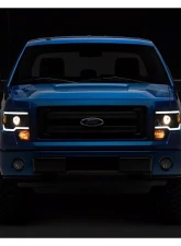 Raxiom Axial Series Clear Lens Black Housing Projector Headlights w/ LED Light Bar Ford F-150 w/ Factory Halogen Headlights 2009-2014                                     - T566369 - Image 10