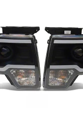 Raxiom Axial Series Clear Lens Black Housing Projector Headlights w/ LED Light Bar Ford F-150 w/ Factory Halogen Headlights 2009-2014                                     - T566369 - Image 13