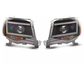Raxiom Axial Series Clear Lens Black Housing LED DRL Projector Headlights Toyota Tacoma 2005-2011