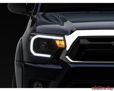 Raxiom Axial Series Clear Lens Black Housing Headlights w/ LED Bar Toyota Tacoma 2012-2015 - TT21847