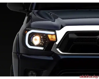 Raxiom Axial Series Clear Lens Black Housing Projector Headlights w/ LED Bar Toyota Tacoma 2012-2015 - TT21849