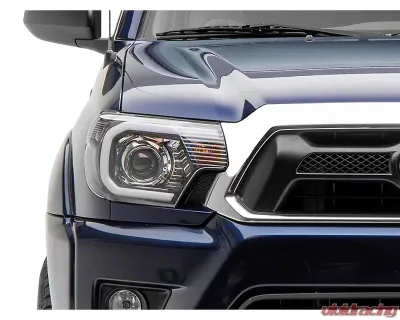 Raxiom Axial Series Clear Lens Black Housing Projector Headlights w/ LED Bar Toyota Tacoma 2012-2015 - TT21849