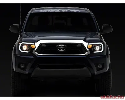 Raxiom Axial Series Clear Lens Black Housing Projector Headlights w/ LED Bar Toyota Tacoma 2012-2015 - TT21849
