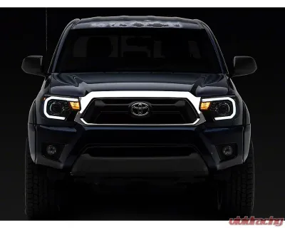 Raxiom Axial Series Clear Lens Black Housing Projector Headlights w/ LED Bar Toyota Tacoma 2012-2015 - TT21849