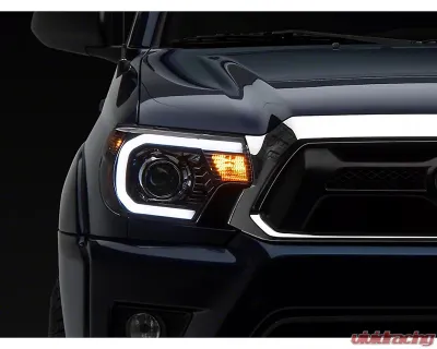 Raxiom Axial Series Clear Lens Black Housing Projector Headlight w/ Sequential LED Bar Toyota Tacoma 2012-2015 - TT21850