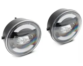 Raxiom Axial Series Clear Lens Black ABS Plastic Housings LED Fog Lights w/ Amber Turn Signal & White DRL Halo Toyota Tundra | Tacoma 2005-2013