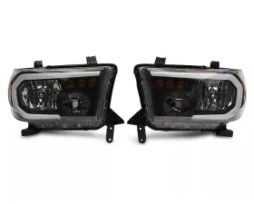 Raxiom Axial Series Clear Lens Black Housing Headlights w/ LED Bar Toyota Tundra 2007-2013
