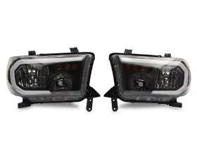 Raxiom Axial Series Clear Lens Black Housing Headlights w/ Sequential LED Bar Toyota Tundra 2007-2013