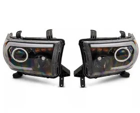 Raxiom Axial Series Clear Lens Black Housing Projector Headlight w/ LED Bar Toyota Tundra 2007-2013