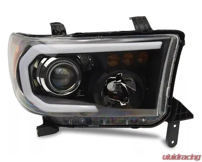 Raxiom Axial Series Clear Lens Black Housing Projector Headlights w/ Sequential LED Bar Toyota Tundra 2007-2013 - TU16007