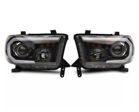 Raxiom Axial Series Clear Lens Black Housing Projector Headlights w/ Sequential LED Bar Toyota Tundra 2007-2013