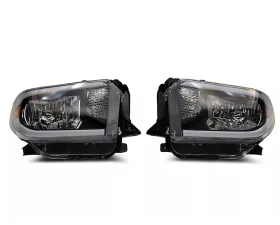Raxiom Axial Series Clear Lens Black Housing Headlights w/ LED Bar Toyota Tundra w/ Factory Halogen Headlights 2014-2021