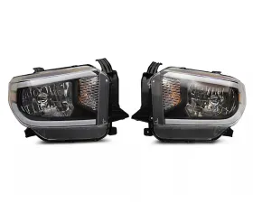 Raxiom Axial Series Clear Lens Black Housing Headlights w/ Sequential LED Bar Toyota Tundra w/ Factory Halogen Headlights 2014-2021