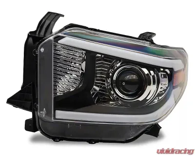 Raxiom Axial Series Clear Lens Black Housing Projector Headlights w/ LED Bar Toyota Tundra w/ Factory Halogen Headlights 2014-2021 - TU16010