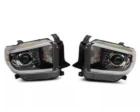 Raxiom Axial Series Clear Lens Black Housing Projector Headlights w/ Sequential LED Bar Toyota Tundra w/ Factory Halogen Headlights 2014-2021