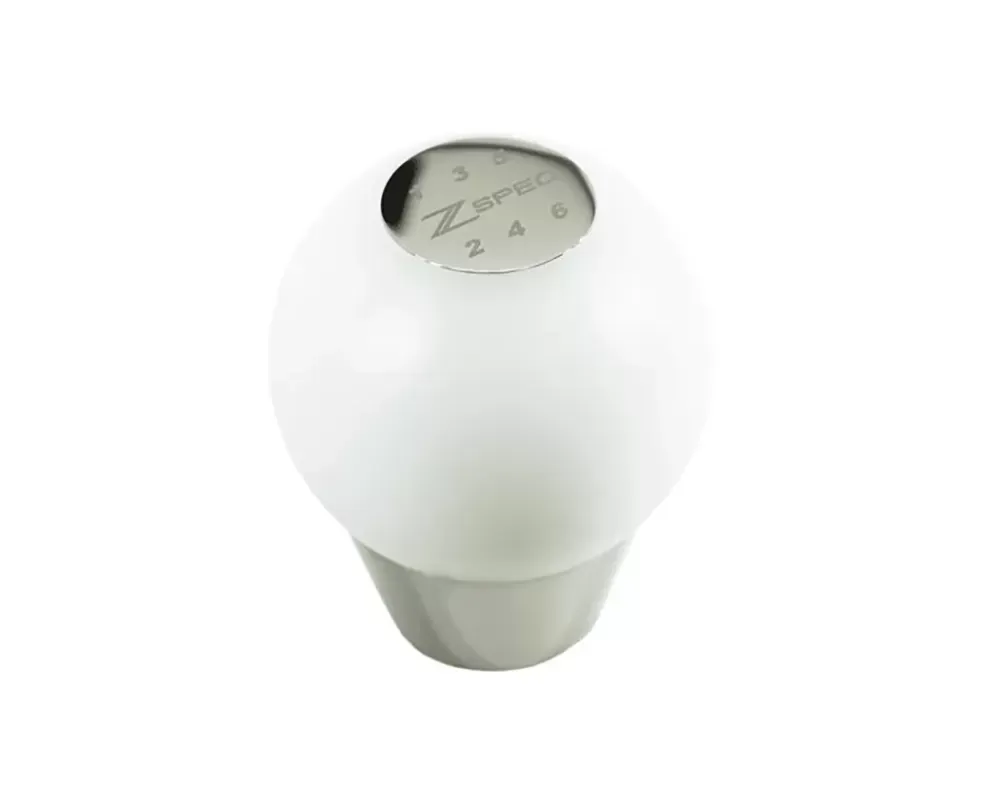 ZSPEC Design White Derlin & Stainless M8-1.25 6-Speed Shift Pattern Coin Apex Shift Knob - 00843612120717