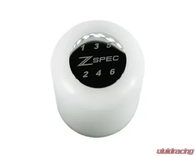 ZSPEC Design White Derlin & Stainless M12-1.25 6-Speed Shift Pattern Coin Scene Shift Knob - 00843612122360