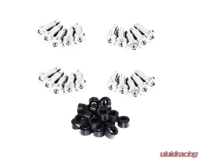 ZSPEC Design Silver Titanium Shoudler-Bolt Timing Covers Fastener Kit w/ Black Bushings Nissan 300ZX Z31 1984-1989 - 00843612101211