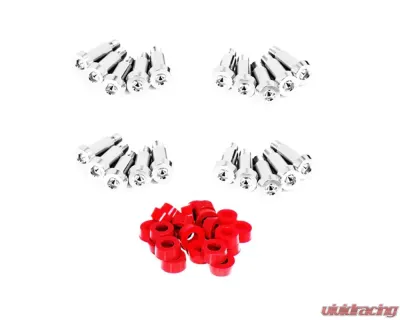 ZSPEC Design Silver Titanium Shoudler-Bolt Timing Covers Fastener Kit w/ Red Bushings Nissan 300ZX Z31 1984-1989 - 00843612101235