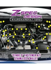 ZSPEC Design Green Stainless & Billet Stage 3 Dress-Up Bolts Fastener Kit Mazda Mazda3 2.0L 2014-2017                                     - 00843612101662 - Image 2