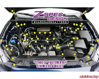 ZSPEC Design Green Stainless & Billet Stage 3 Dress-Up Bolts Fastener Kit Mazda Mazda3 2.0L 2014-2017 - 00843612101662