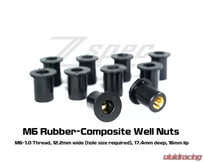 ZSPEC Design 10-Pack Stainless M6x25mm Shank/Shoulder Bolts w/ Rubber Well Nuts - 00843612102119