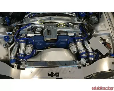 ZSPEC Design Black Stainless Intake Valve Cover Wire Covers w/ Gulf Blue Washers Nissan 300ZX Z32 1990-1999 - 00843612102362