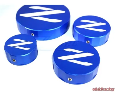 ZSPEC Design Blue Billet Aluminum Reservoir Cap Cover Set w/ Z Logo Nissan Z32 300ZX 1990-1996 - 00843612104717