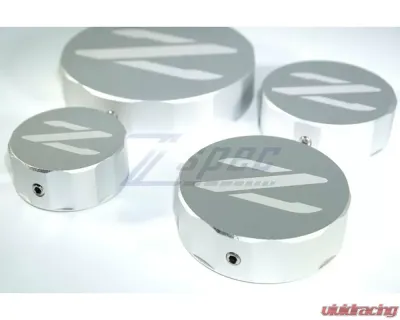 ZSPEC Design Silver Billet Aluminum Reservoir Cap Cover Set w/ Z Logo Nissan Z32 300ZX 1990-1996 - 00843612104731