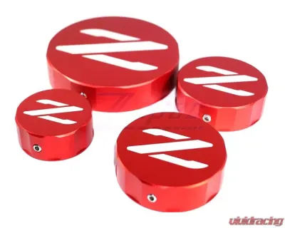 ZSPEC Design Red Billet Aluminum Reservoir Cap Cover Set w/ Z Logo Nissan Z32 300ZX 1990-1996 - 00843612104755