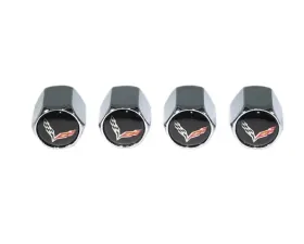 ZSPEC Design Chrome Corvette Black Background Style Valve Stem Tire Caps