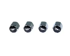 ZSPEC Design Chrome Mustang Black Background Style Valve Stem Tire Caps