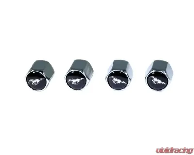 ZSPEC Design Chrome Mustang Black Background Style Valve Stem Tire Caps - 00843612105660