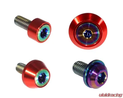 ZSPEC Design Burned Titanium & Billet Interior Dress-Up Bolts Fastener Kit w/ Red Washers Ford Bronco 2.7L 2021+ - 00843612120403