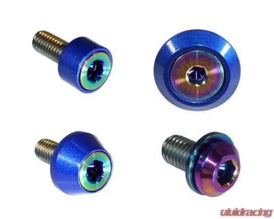 ZSPEC Design Burned Titanium & Billet Interior Dress-Up Bolts Fastener Kit w/ Blue Washers Ford Bronco 2.7L 2021+ - 00843612120366
