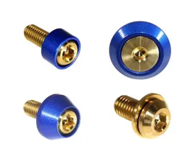 ZSPEC Design Gold Titanium & Billet Interior Dress-Up Bolts Fastener Kit w/ Blue Washers Ford Bronco 2.7L 2021+