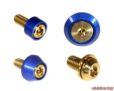 ZSPEC Design Gold Titanium & Billet Interior Dress-Up Bolts Fastener Kit w/ Blue Washers Ford Bronco 2.7L 2021+ - 00843612120373