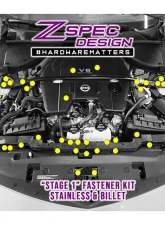 ZSPEC Design Gulf Blue Stainless & Billet Stage 1 Dress-Up Bolts Hardware Kit Nissan Z RZ34 2023-2024                                     - 00843612107572 - Image 2