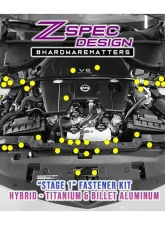 ZSPEC Design Gold Titanium & Billet Stage 1 Dress-Up Bolts Hardware Kit w/ Red Washers Nissan Z RZ34 2023-2024                                     - 00843612109309 - Image 2