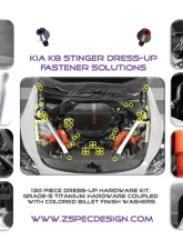 ZSPEC Design Red Titanium & Billet Stage 3 Dress-Up Bolts Fastener Kit w/ Gunmetal Washers Kia Stinger GT 2018+                                     - 00843612109187 - Image 6