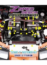 ZSPEC Design Black Titanium Stage 1 Dress-Up Bolts Hardware Kit Nissan 300ZX Z32 1990-1996                                     - 00843612114020 - Image 2