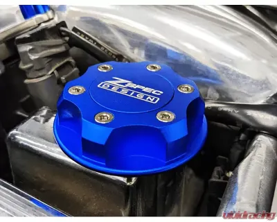 ZSPEC Design Billet Oil Filler Blue Cap w/ Burned Titanium Accents Nissan | Infiniti | Datsun - 00843612115287