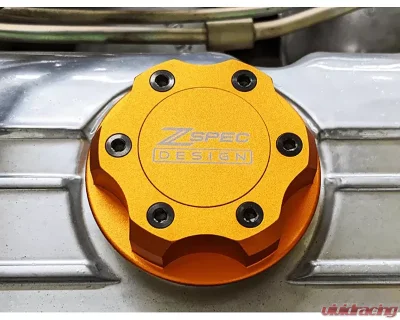 ZSPEC Design Billet Oil Filler Orange-Gold Cap w/ Gold Titanium Accents Nissan | Infiniti | Datsun - 00843612115409