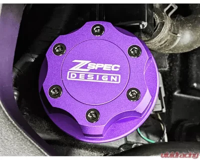 ZSPEC Design Billet Oil Filler Purple Cap w/ Red Titanium Accents Nissan | Infiniti | Datsun - 00843612115454