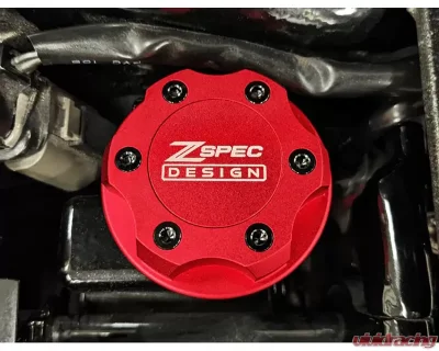 ZSPEC Design Billet Oil Filler Red Cap w/ Burned Titanium Accents Nissan | Infiniti | Datsun - 00843612115492