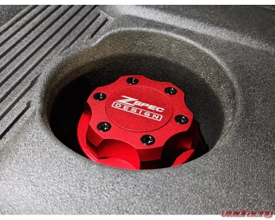 ZSPEC Design Billet Oil Filler Red Cap w/ Blue Titanium Accents Nissan | Infiniti | Datsun - 00843612115515