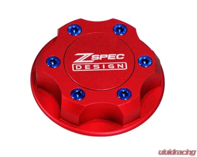 ZSPEC Design Billet Oil Filler Red Cap w/ Blue Titanium Accents Nissan | Infiniti | Datsun - 00843612115515