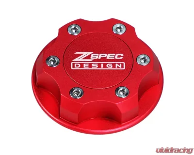 ZSPEC Design Billet Oil Filler Red Cap w/ Silver Titanium Accents Nissan | Infiniti | Datsun - 00843612115539