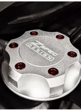 ZSPEC Design Billet Oil Filler Silver Cap w/ Red Titanium Accents Nissan | Infiniti | Datsun                                     - 00843612115591 - Image 3